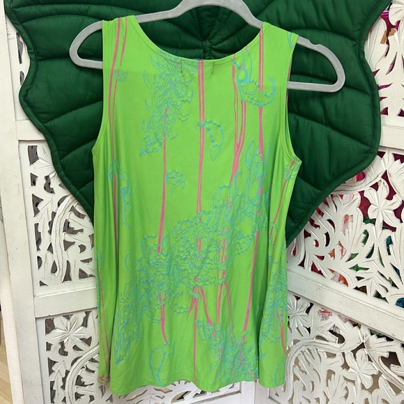 NWT Kaulua’e Hawaiian jade flower print green/pink and blue tank top. Size S. - Picture 2 of 4